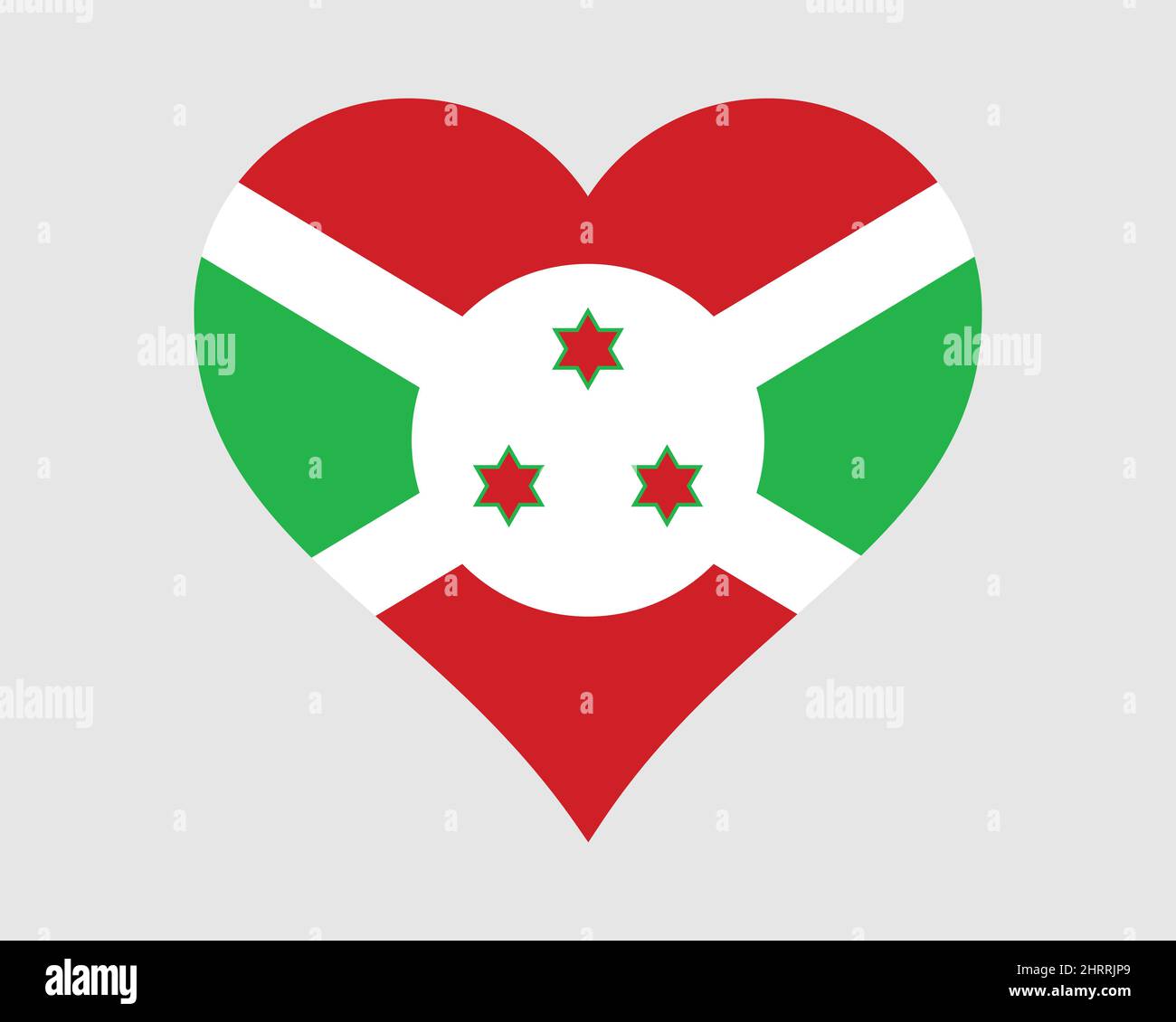 Burundi bandiera del cuore. Burundese Love Shape Country Nation National Flag. Repubblica del Burundi icona segno simbolo. Illustrazione del vettore EPS. Illustrazione Vettoriale
