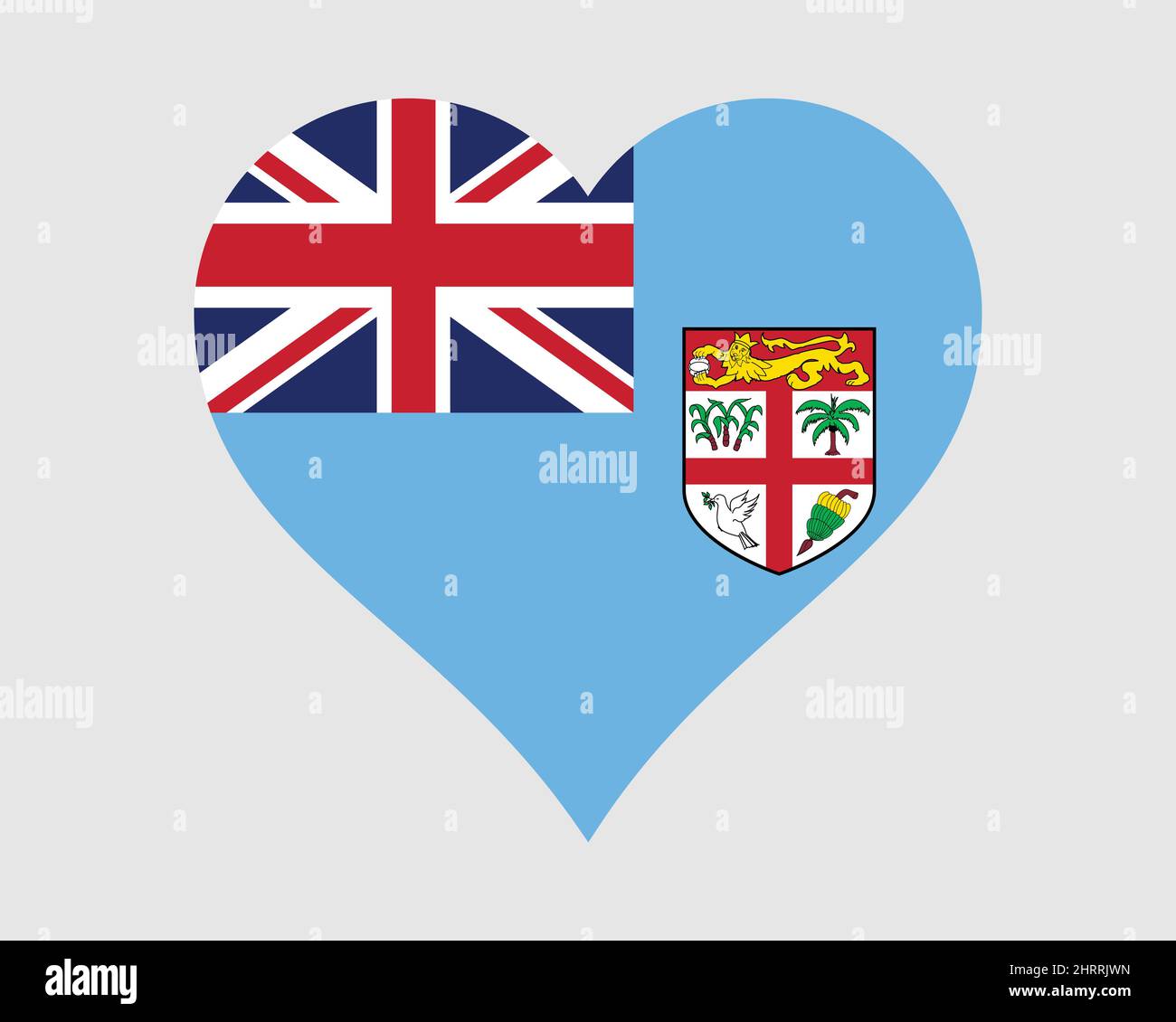 Fiji Flag cuore. Fijian Love Shape Country Nation National Flag. Simbolo del cartello con l'icona del banner della Repubblica delle Figi. Illustrazione del vettore EPS. Illustrazione Vettoriale