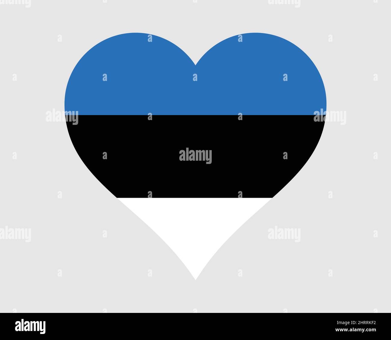 Bandiera del cuore dell'Estonia. Estone Love Shape Country Nation National Flag. Repubblica di Estonia icona banner segno simbolo. Illustrazione del vettore EPS. Illustrazione Vettoriale