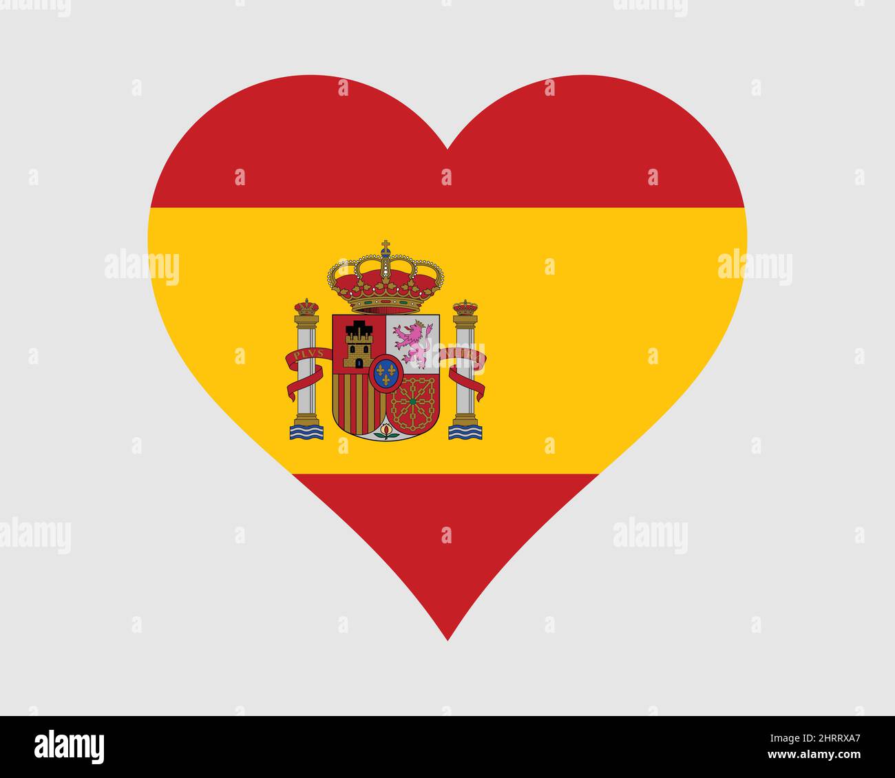 Bandiera del cuore della Spagna. Spagnolo Spagnolo Love Shape Paese nazione bandiera nazionale. Regno di Spagna icona Bandiera segno simbolo. Illustrazione del vettore EPS. Illustrazione Vettoriale