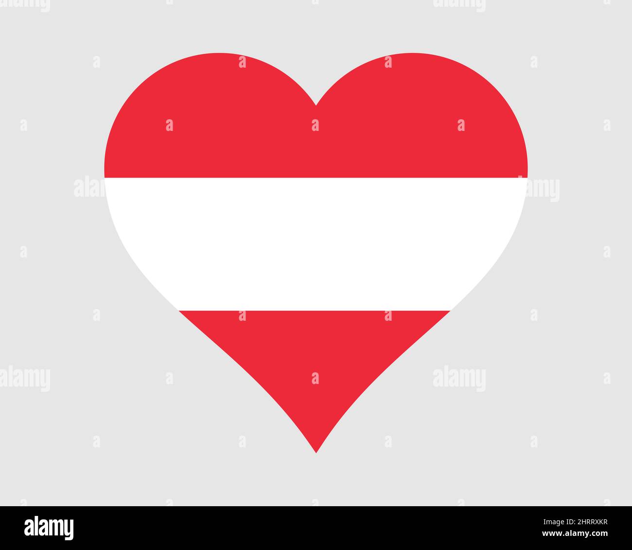 Bandiera del cuore dell'Austria. Bandiera nazionale austriaca Love Shape Country Nation. Repubblica d'Austria icona del banner simbolo del segno. Illustrazione del vettore EPS. Illustrazione Vettoriale