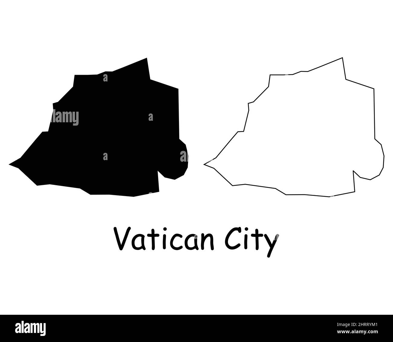 Mappa della Città del Vaticano. Holy See silhouette nera e mappa del contorno isolata su sfondo bianco. Città del Vaticano Stato territorio confine linea di confine segno icona Illustrazione Vettoriale