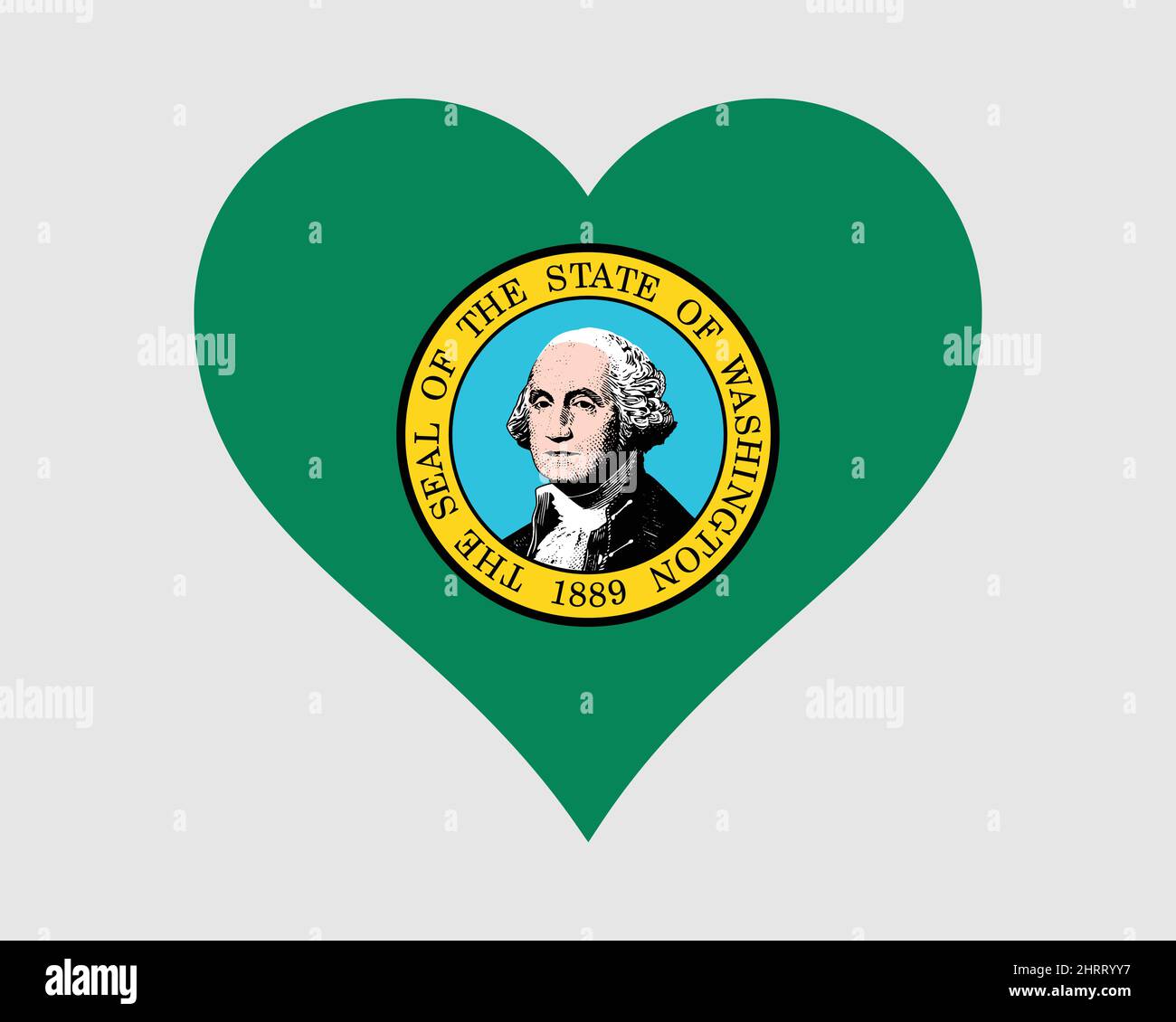 Washington USA bandiera del cuore. WA US Love Shape state Flag. Evergreen state Stati Uniti d'America icona banner segno simbolo clipart. Illustrazione del vettore EPS Illustrazione Vettoriale
