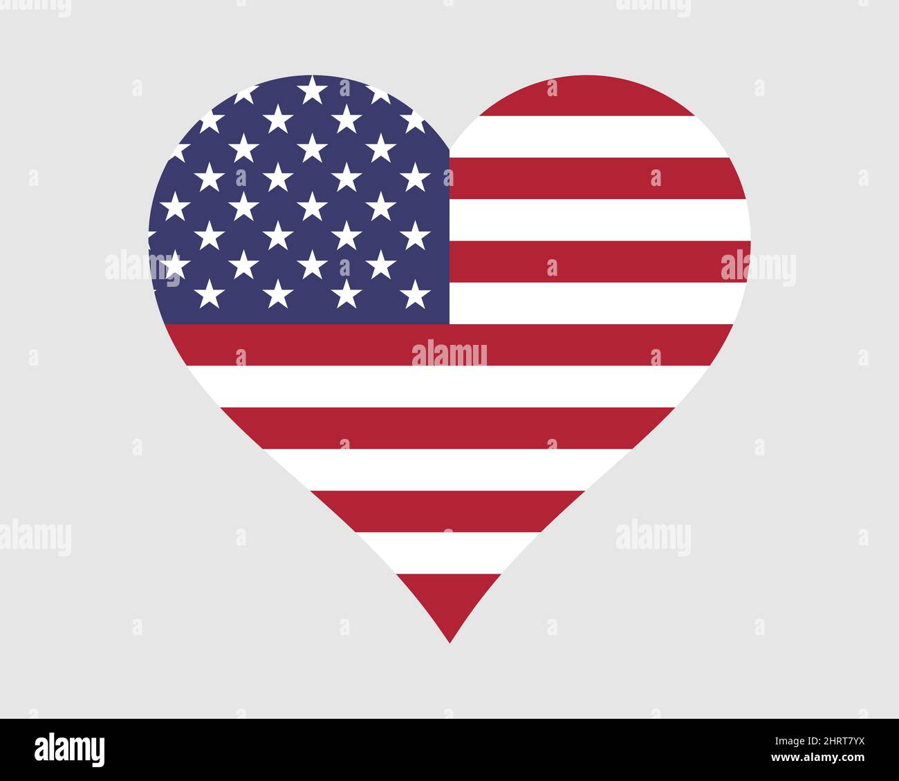 Bandiera del cuore degli Stati Uniti. Stati Uniti d'America Love Shape Country Nation National Flag. Simbolo di segno dell'icona del banner americano. Illustrazione del vettore EPS. Illustrazione Vettoriale