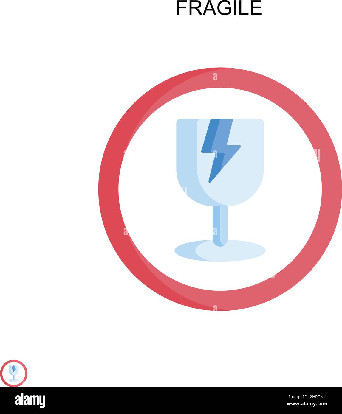 Icona vettoriale semplice fragile. Modello di disegno del simbolo di illustrazione per l'elemento dell'interfaccia utente mobile Web. Illustrazione Vettoriale