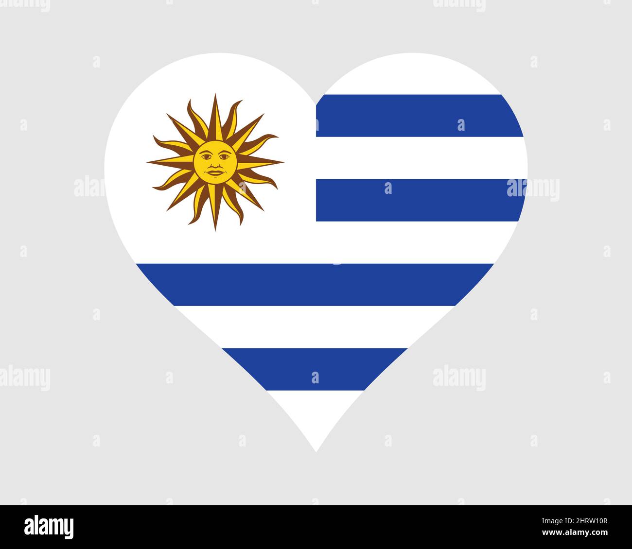 Bandiera del cuore dell'Uruguay. Uruguay Love Shape Paese Nazione Bandiera Nazionale. Repubblica Orientale dell'Uruguay icona segno simbolo. Illustrazione del vettore EPS. Illustrazione Vettoriale