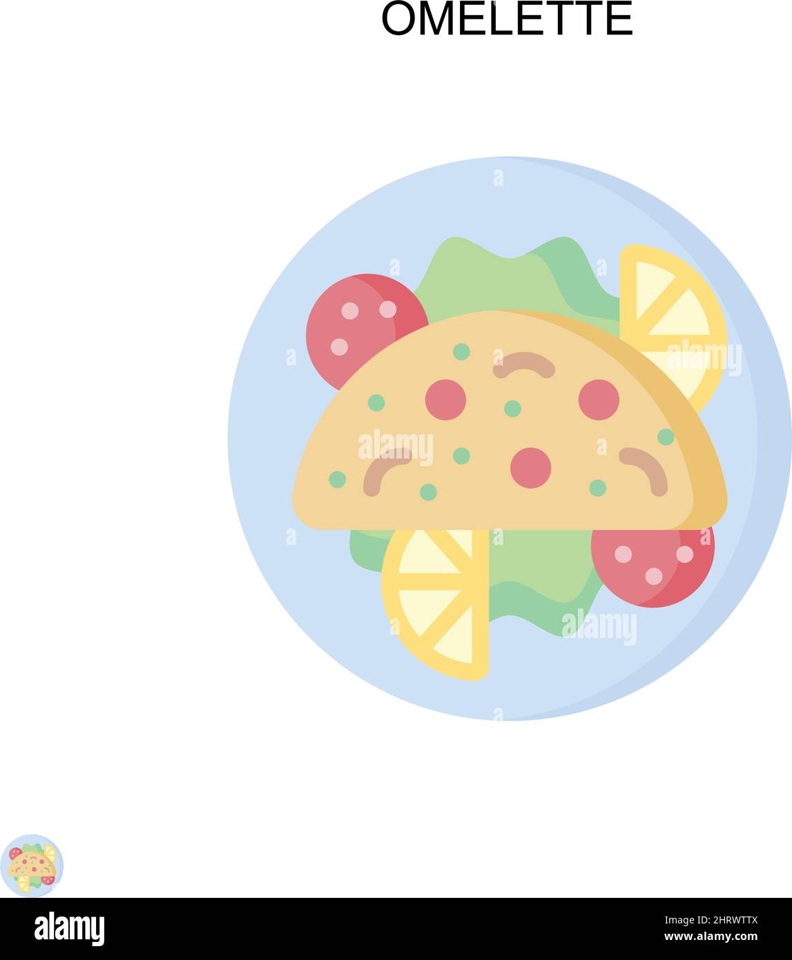 Omelette semplice vettore icona. Modello di disegno del simbolo di illustrazione per l'elemento dell'interfaccia utente mobile Web. Illustrazione Vettoriale