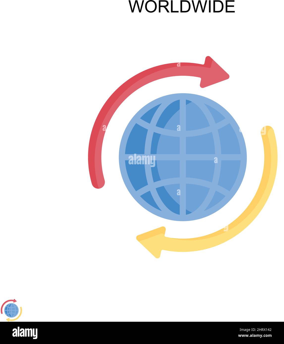 Semplice icona vettoriale in tutto il mondo. Modello di disegno del simbolo di illustrazione per l'elemento dell'interfaccia utente mobile Web. Illustrazione Vettoriale