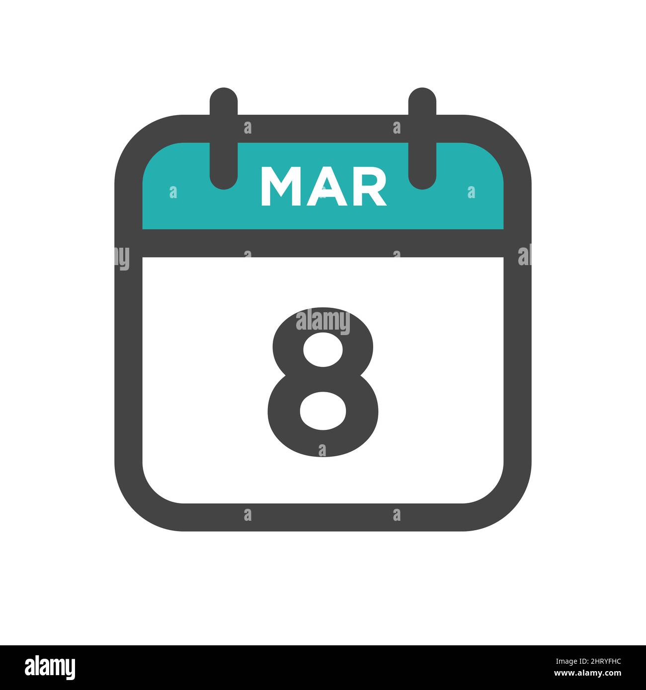 Marzo 8 giorno del calendario o data del calendario per la scadenza e l'appuntamento Illustrazione Vettoriale