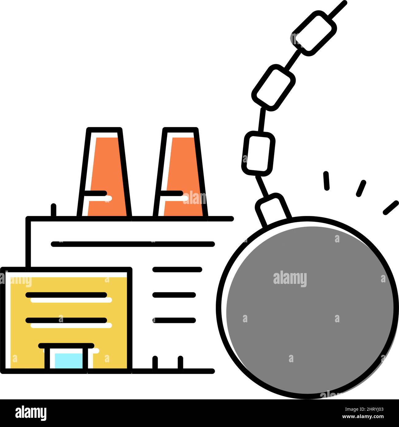 impianto demolizione fabbrica a colori icona vettore illustrazione Illustrazione Vettoriale