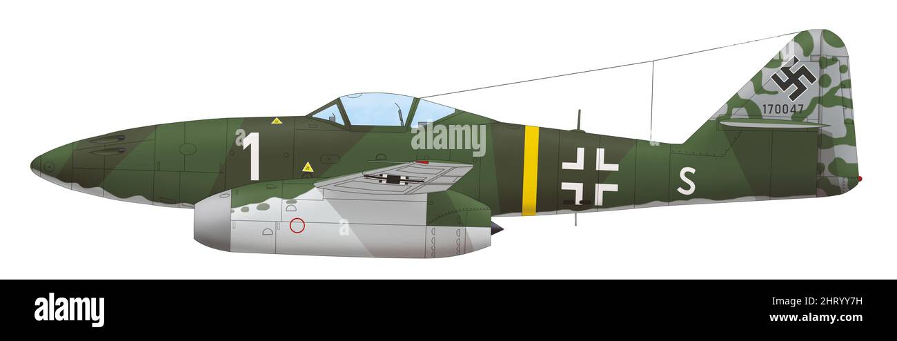 Messerschmitt Me 262A-1a (W.Nr 170047) pilotato da Franz Schall dell'Erprobungskommando 262/Kommando Nowotny, ottobre 1944 Foto Stock