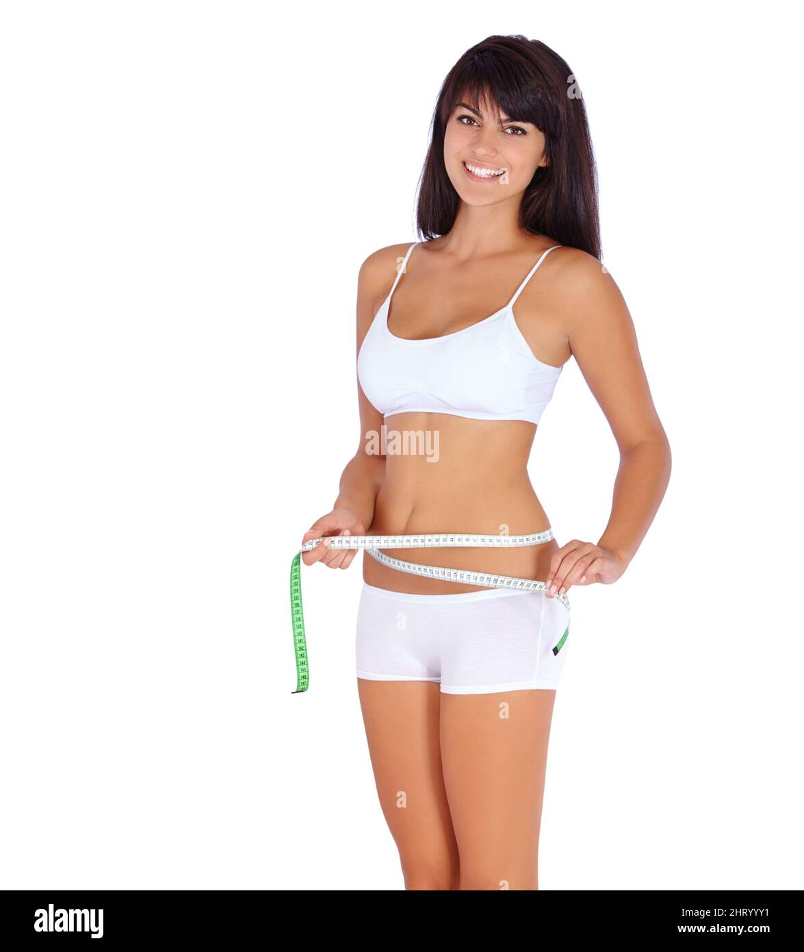 Prende sul serio la sua forma fisica. Ritratto da studio di una giovane donna attraente e sportiva. Foto Stock