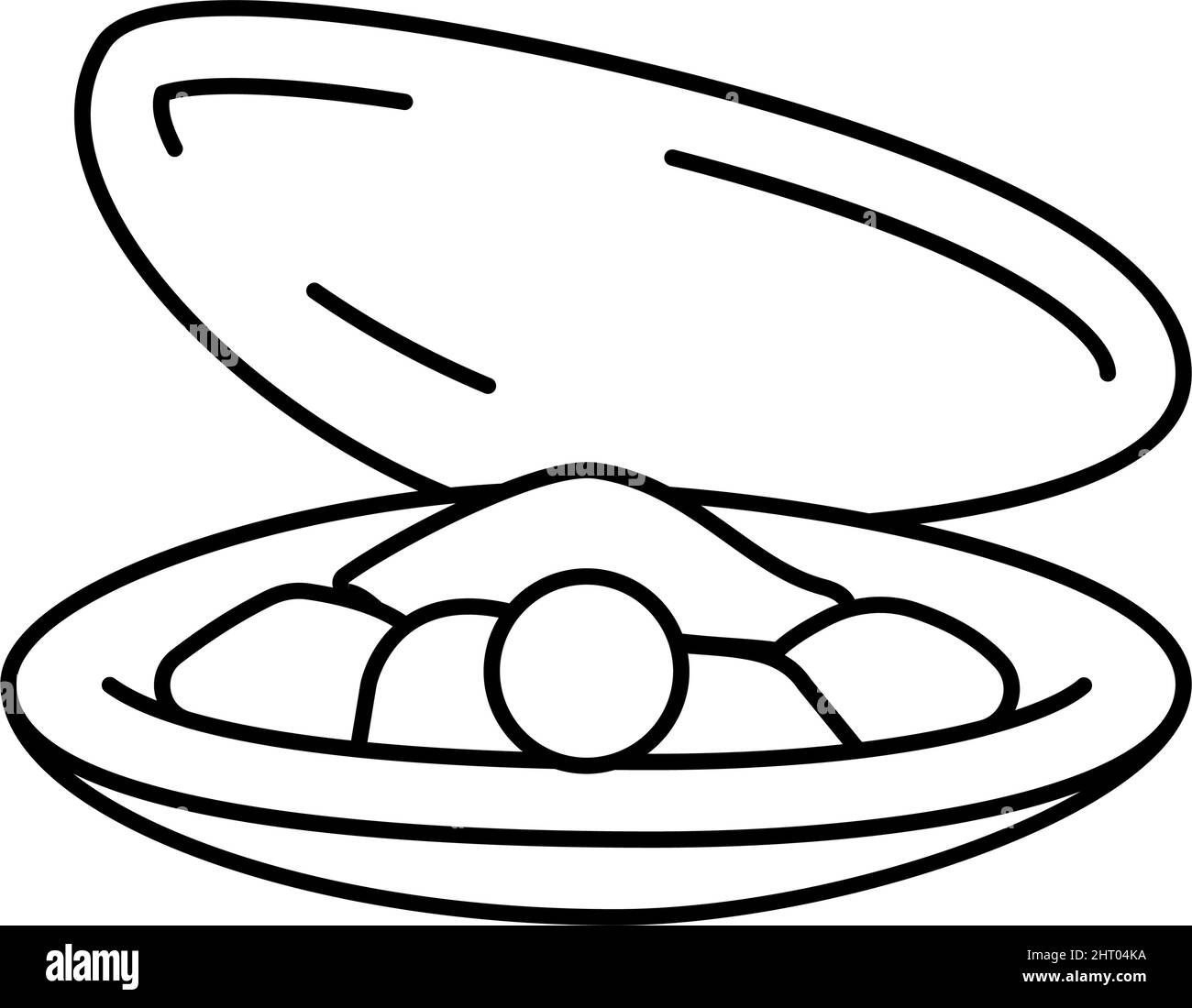 illustrazione vettoriale dell'icona della linea dell'ostrica perla Illustrazione Vettoriale