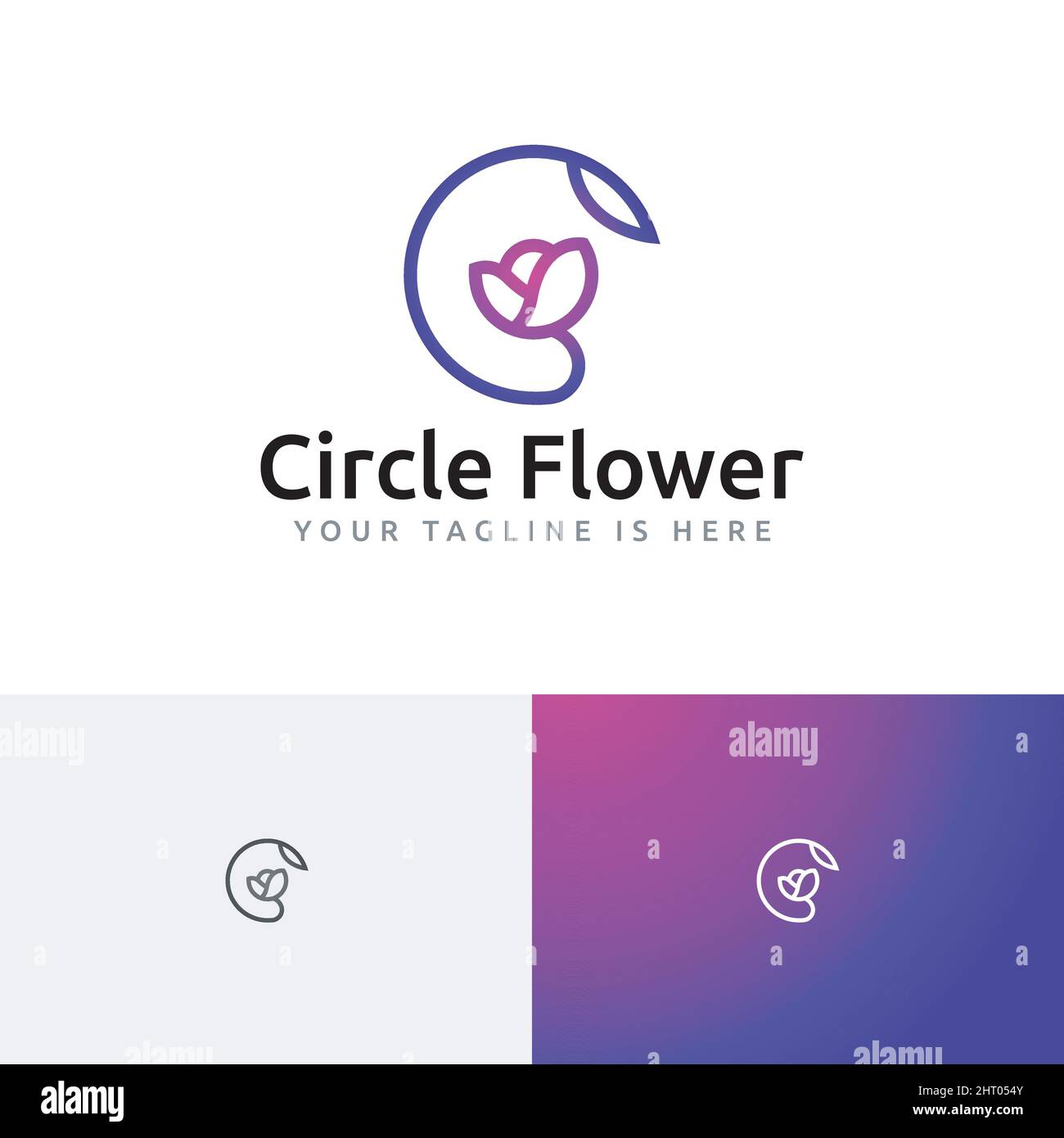 Beauty Circle Flower Floral Florist modello con logo in monolina Illustrazione Vettoriale