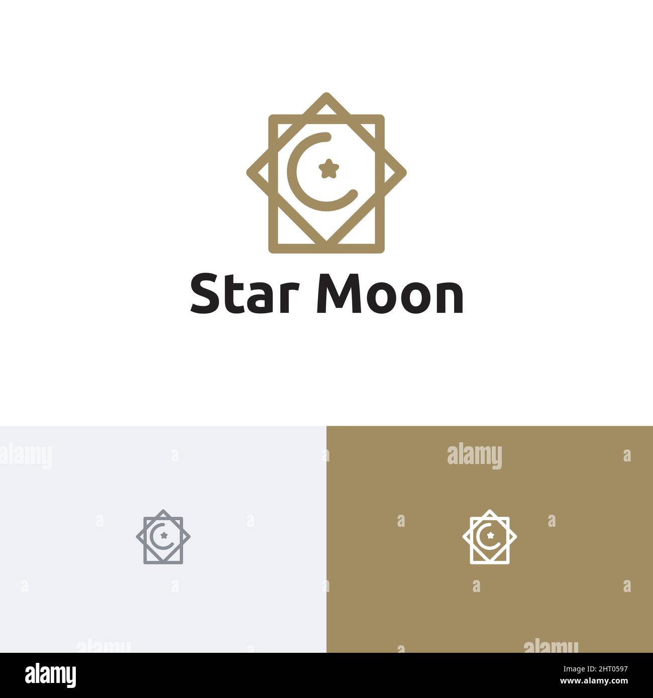 Modello di logo della comunità musulmana Golden Star Crescent Moon Illustrazione Vettoriale