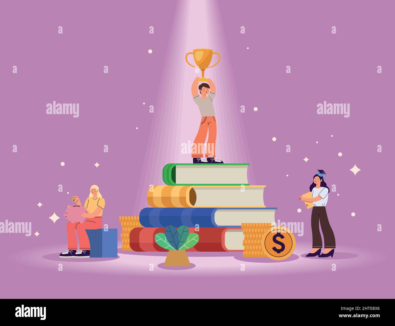 studenti con libri Illustrazione Vettoriale