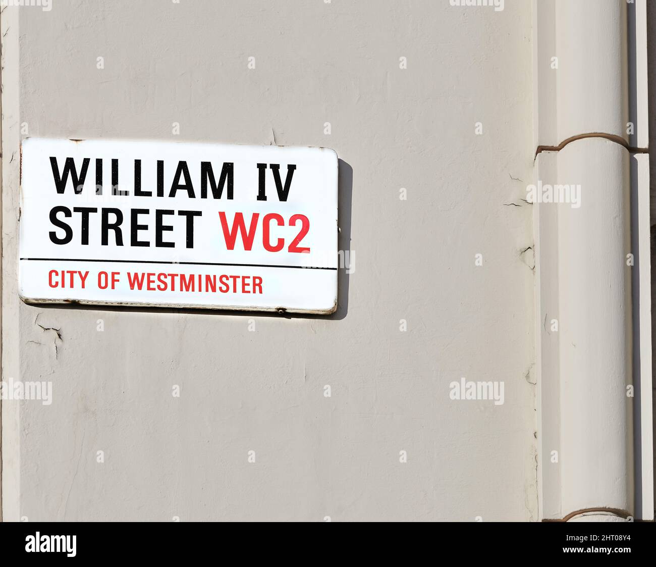 Segnaletica stradale per William IV Street WC2, City of Westminster, Londra. Foto Stock
