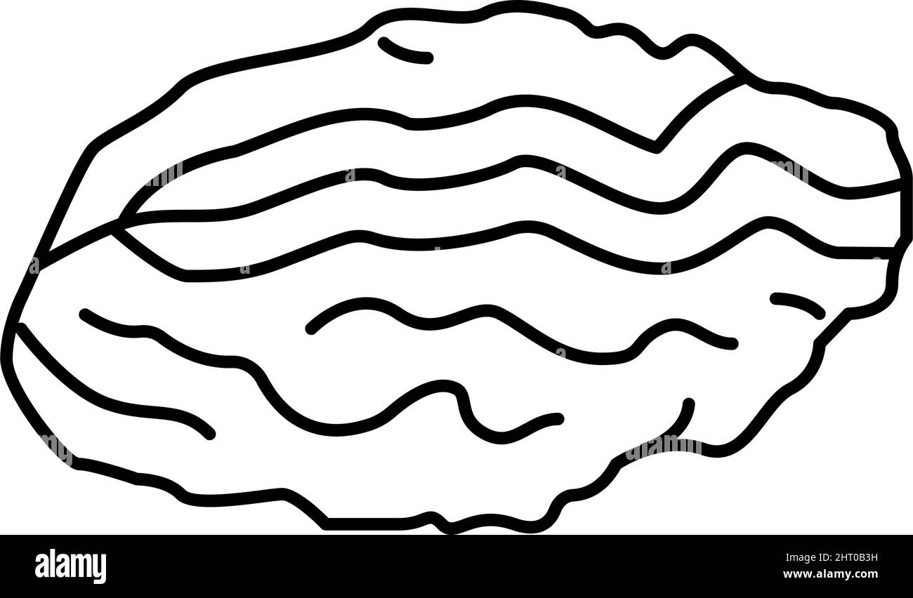 illustrazione vettoriale dell'icona della linea di shell chiusa di oyster Illustrazione Vettoriale