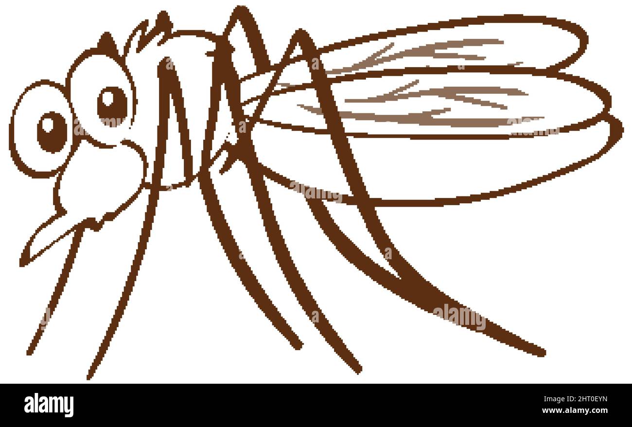 Mosquitoe in doodle stile semplice su sfondo bianco illustrazione Illustrazione Vettoriale