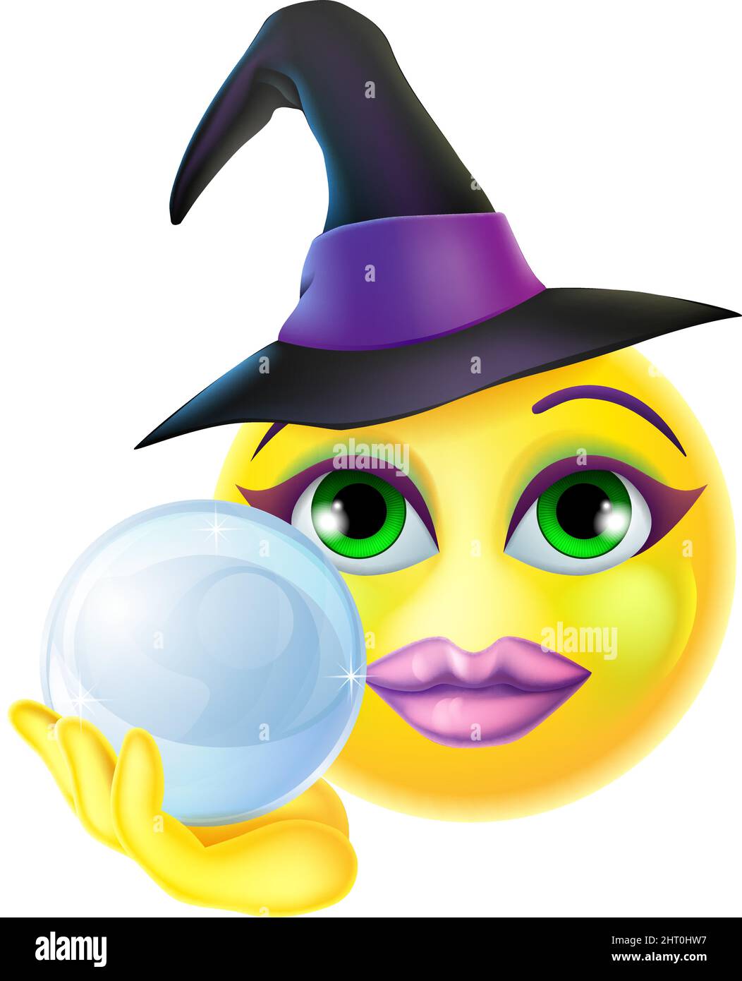 Witch Emoticon Cartoon Halloween faccia Illustrazione Vettoriale
