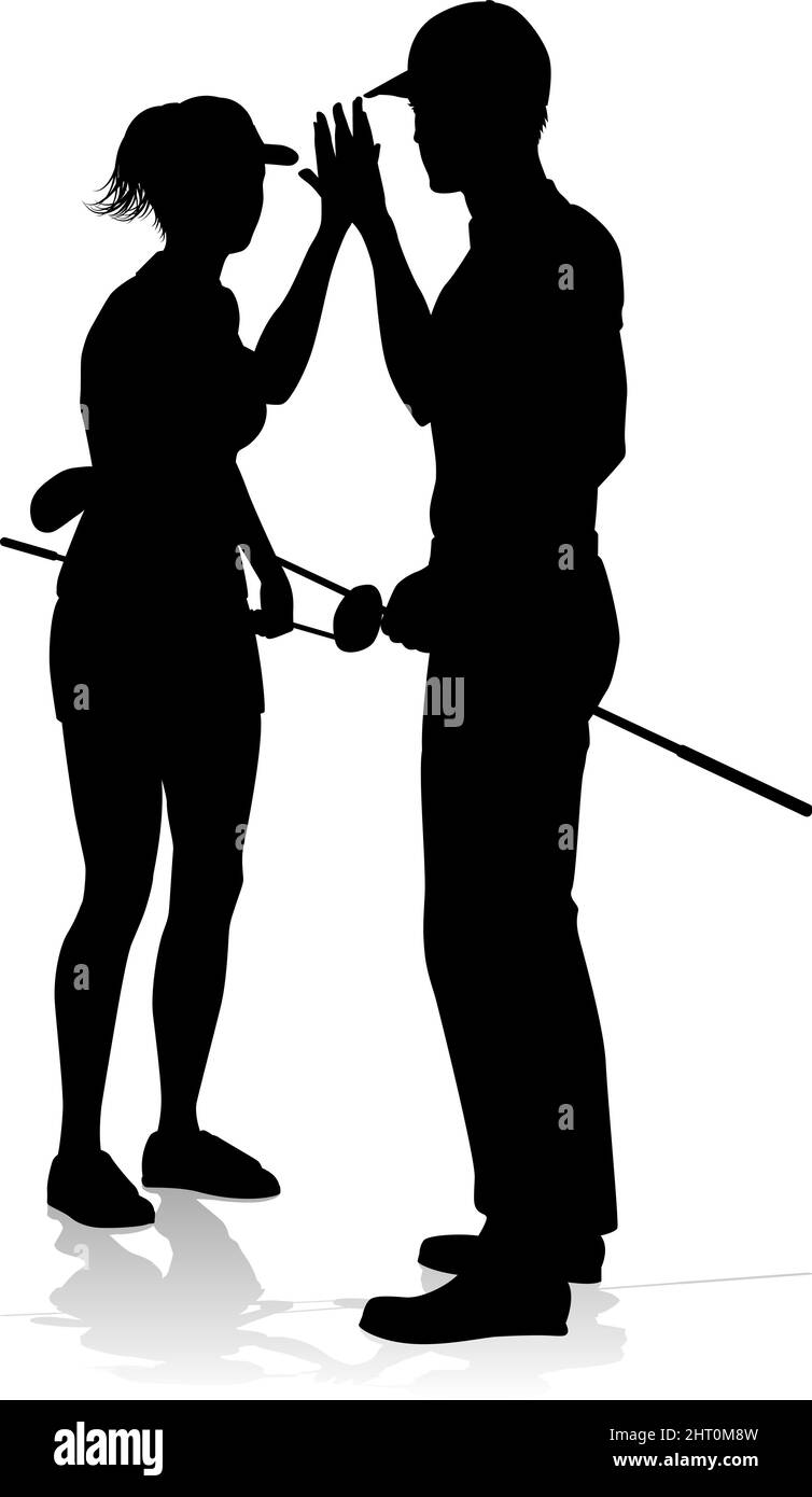 Giocatore di golf Golf Sport persone in Silhouette Illustrazione Vettoriale