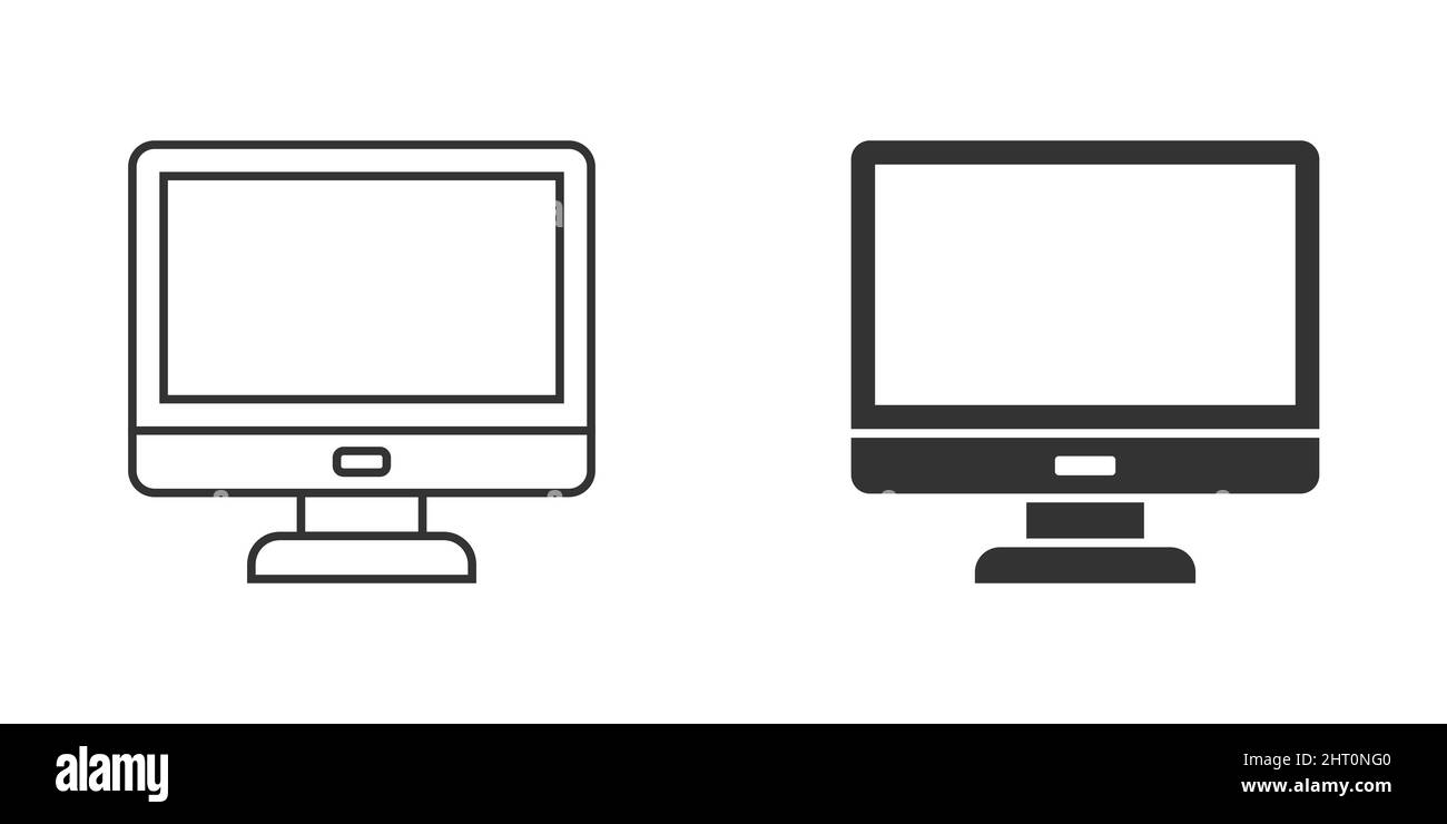 Personal computer in stile piatto. Illustrazione vettoriale del pc desktop su sfondo isolato. Monitor display segno concetto business. Illustrazione Vettoriale