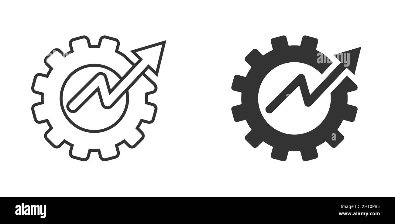 Icona della produttività in stile piatto. Illustrazione del vettore della strategia di processo su sfondo isolato. SEO Analytics firma il concetto di business. Illustrazione Vettoriale
