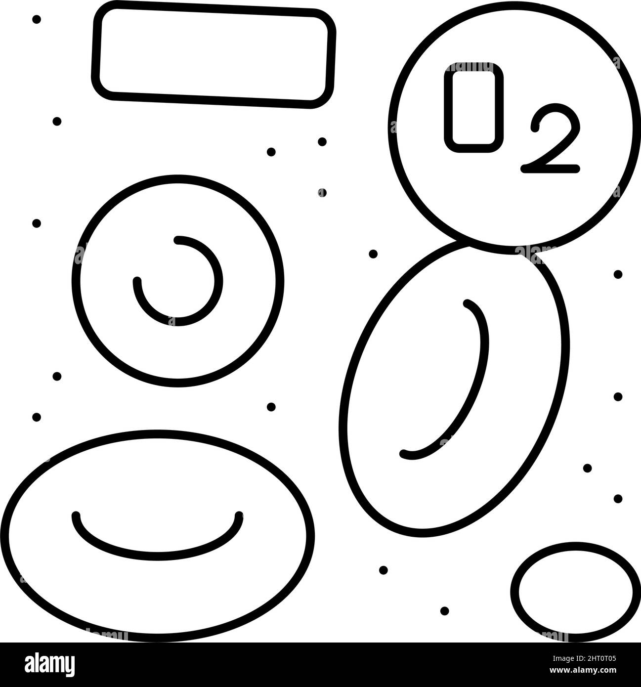 illustrazione del vettore dell'icona del sangue con la linea di ossigeno Illustrazione Vettoriale