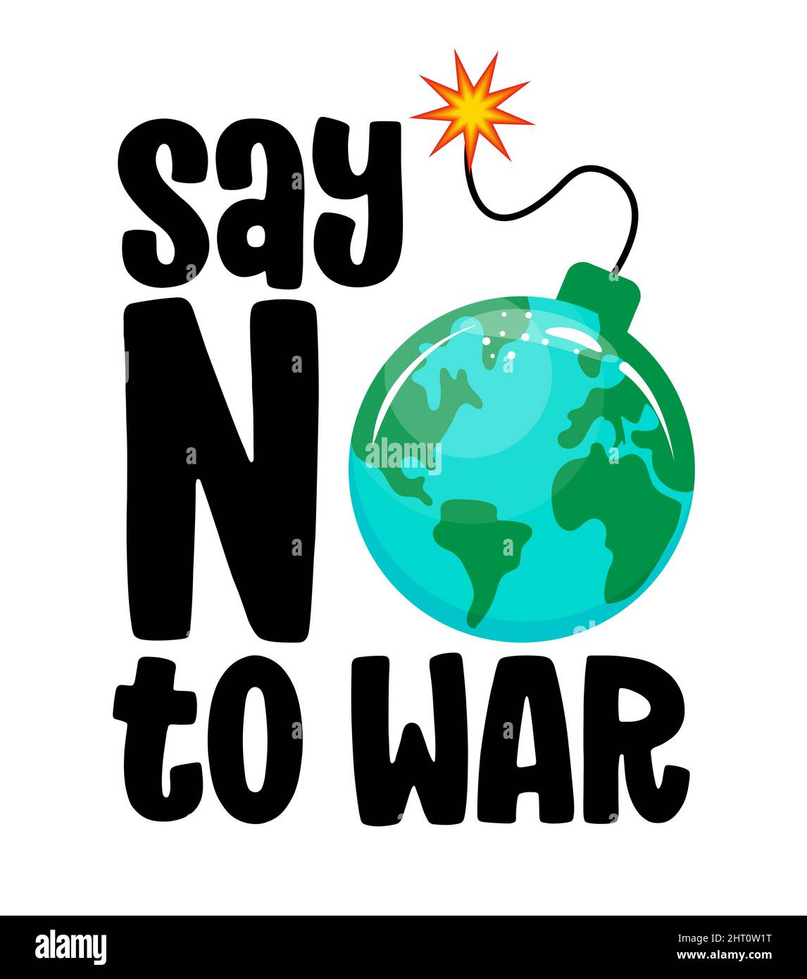 Dire no alla guerra - conflitto russo e ucraino. Illustrazione Vettoriale