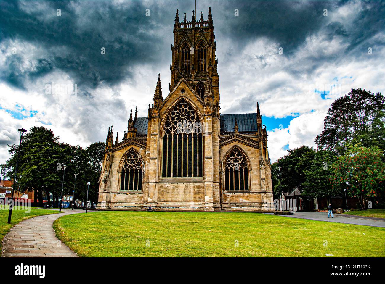 Bellissimo scatto della Chiesa del Minster di San Giorgio a Doncaster Foto Stock