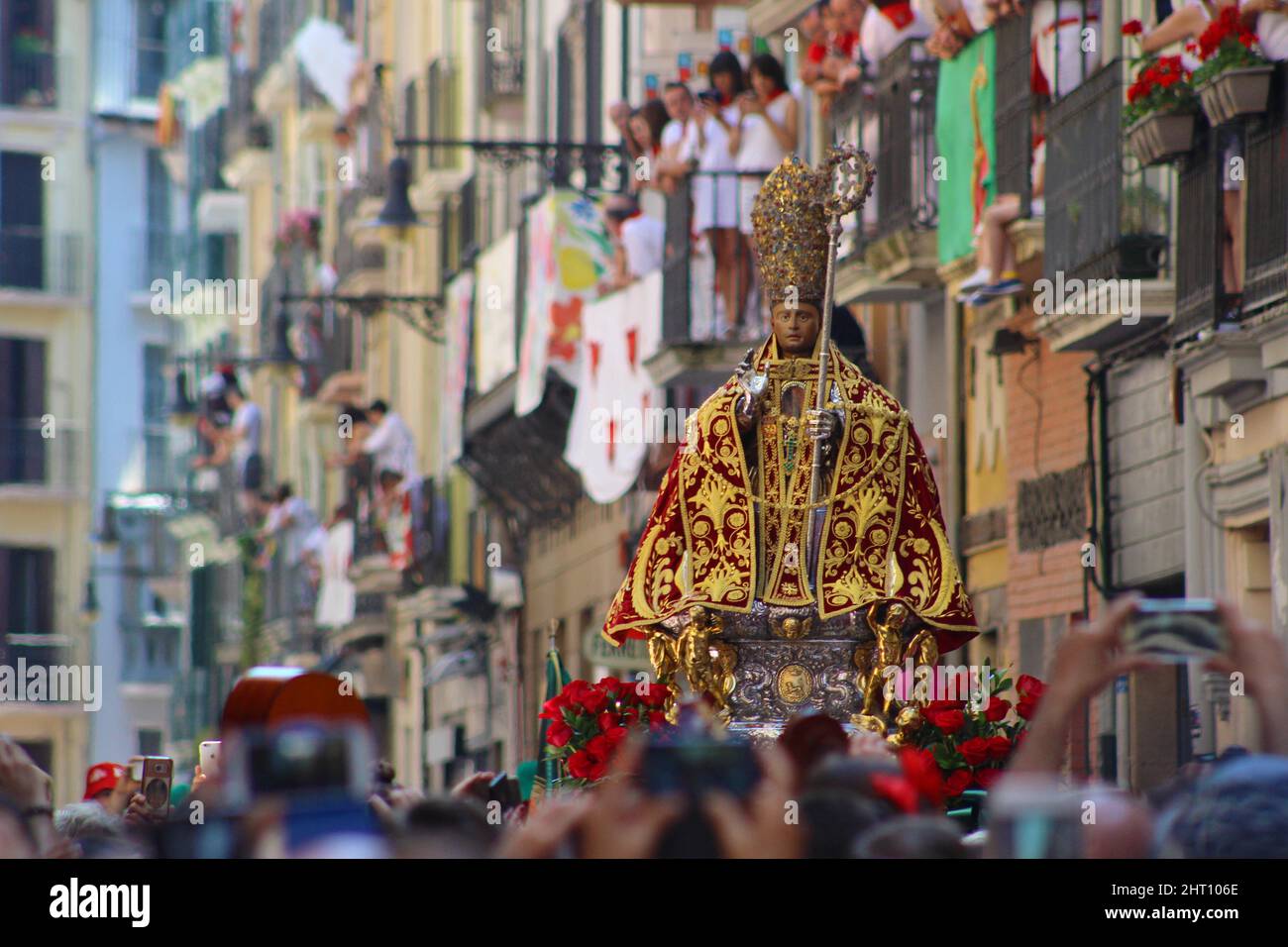 Festa di San Fermin nella città di Pamplona in Spagna Foto Stock