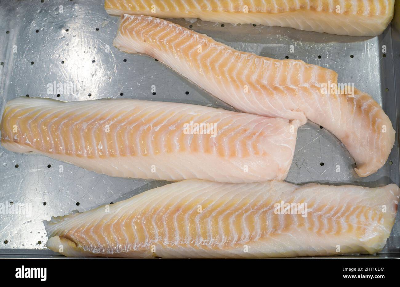 Filetto di delizioso pesce gourmet. Sfondo alimentare. Foto Stock