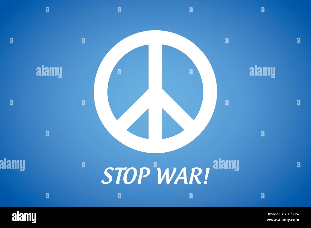 simbolo di pace bianco su sfondo blu per fermare la guerra Illustrazione Vettoriale