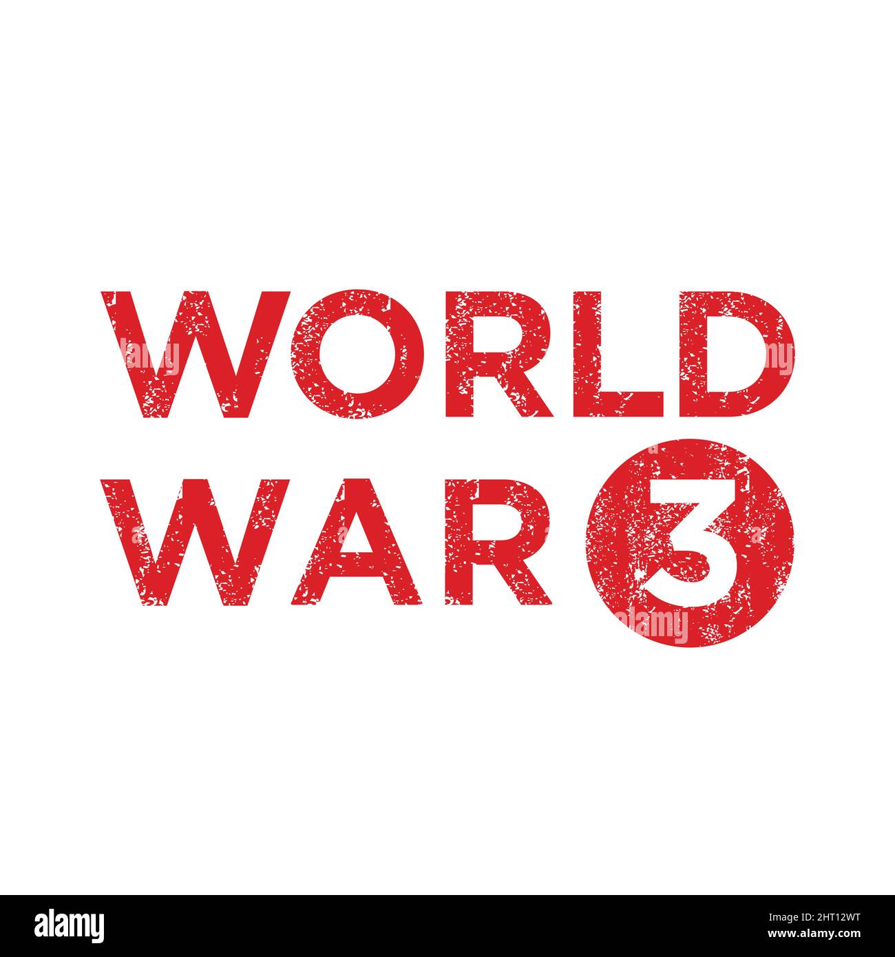 world war 3 disegno vettoriale di colore rosso su sfondo bianco. Illustrazione Vettoriale