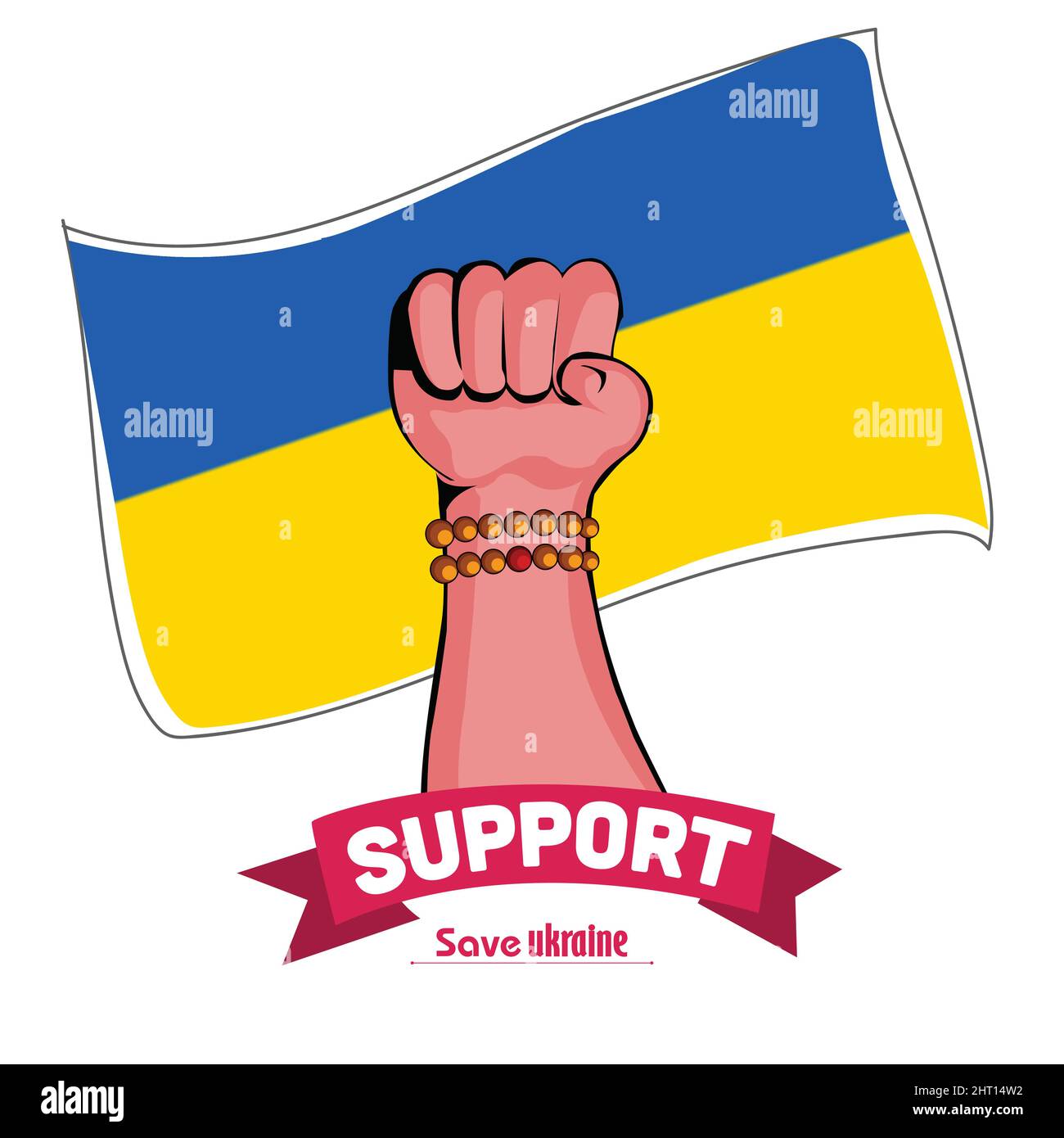Human hand-up Revolution - illustrazione concetto salvare Ucraina, Stop War. Illustrazione Vettoriale