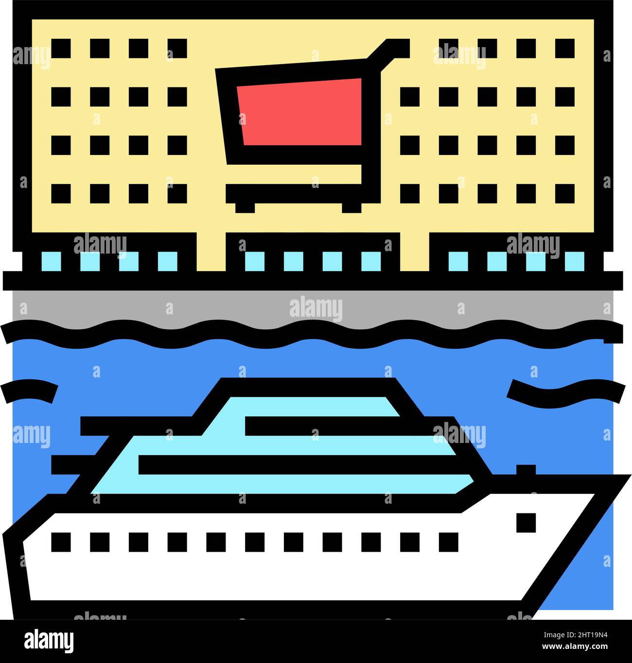 illustrazione vettoriale dell'icona del colore di shopping della porta Illustrazione Vettoriale