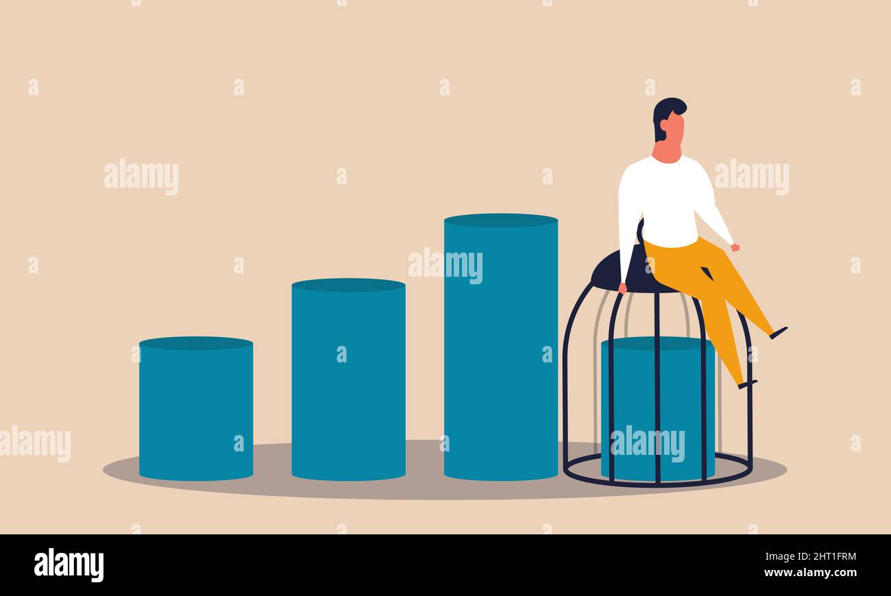 Azienda chiusa e il denaro diminuisce con gli investimenti in salute. Business collassare e problema finanza concetto di illustrazione vettoriale. Arresto di servizio ed e Illustrazione Vettoriale