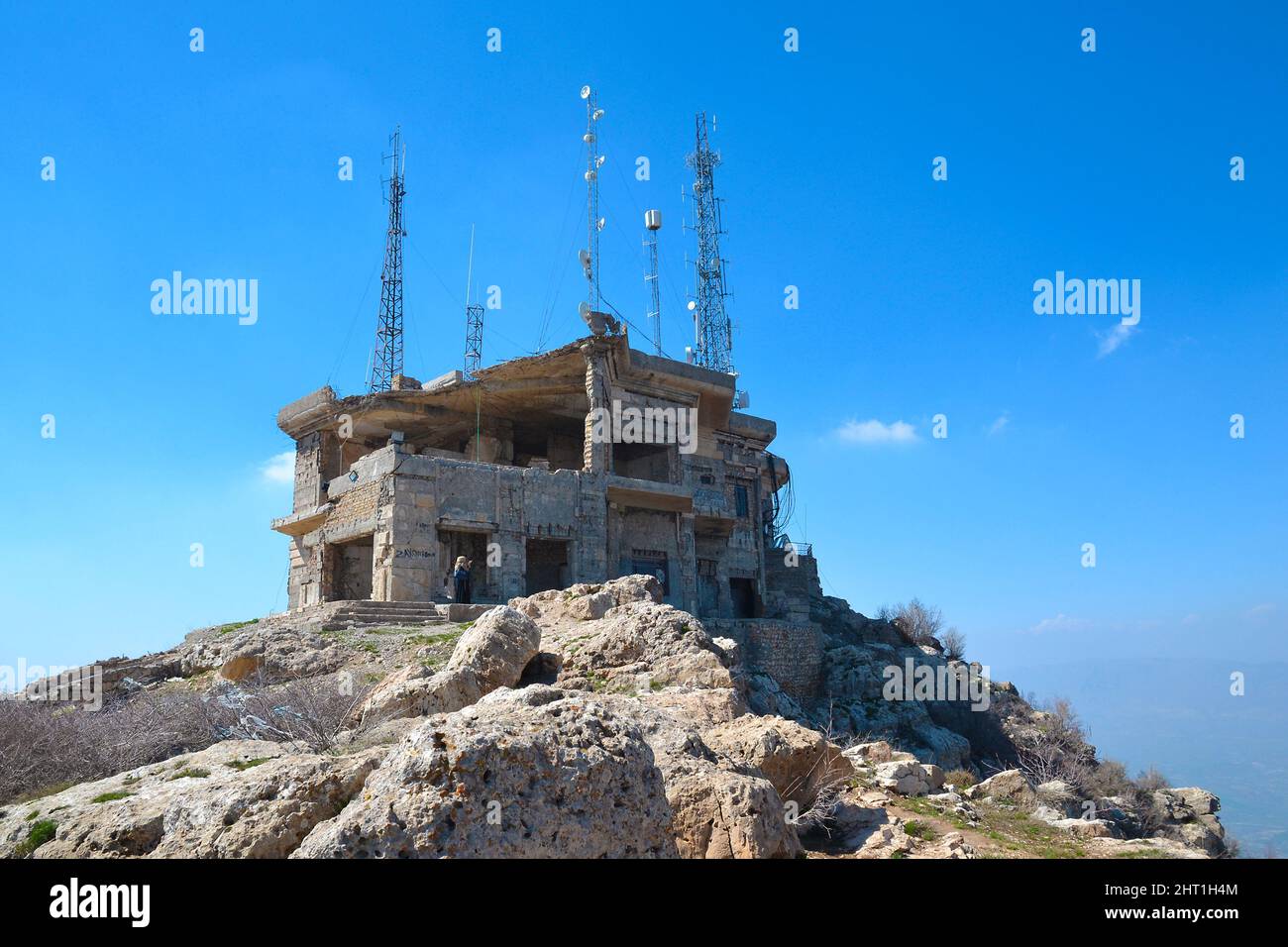 Resti del palazzo, la villa di Saddam Hussein sulle montagne dell'Iraq curdo. Foto Stock