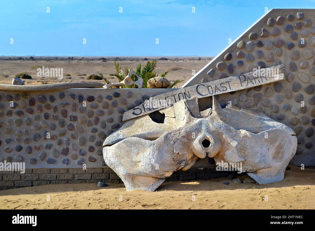 Porta di Ugabmund al Parco Nazionale Skeleton Coast in Namibia, resti scheletrici di animali. Foto Stock
