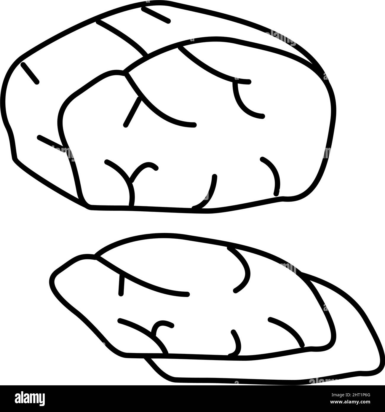 illustrazione vettoriale dell'icona della linea di carne cotta secca Illustrazione Vettoriale