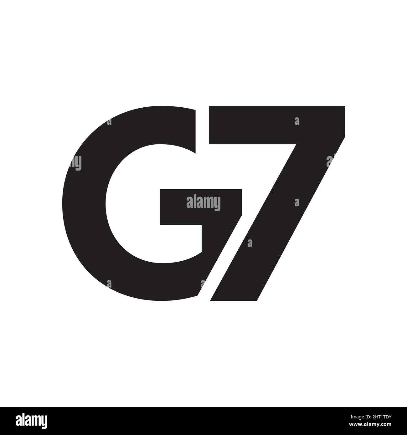 G7 logo design vettore isolato su sfondo bianco. Illustrazione Vettoriale