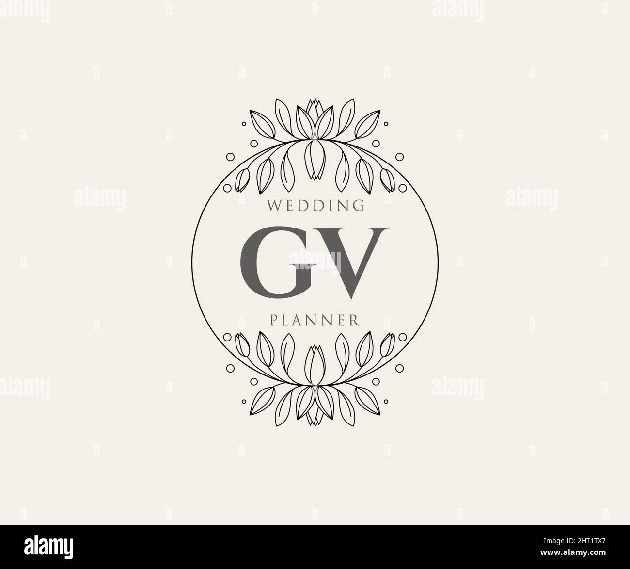 GV iniziali lettera Wedding monogramma collezione loghi, disegnati a mano moderni minimalistici e modelli floreali per carte di invito, Salva la data, elegante Illustrazione Vettoriale