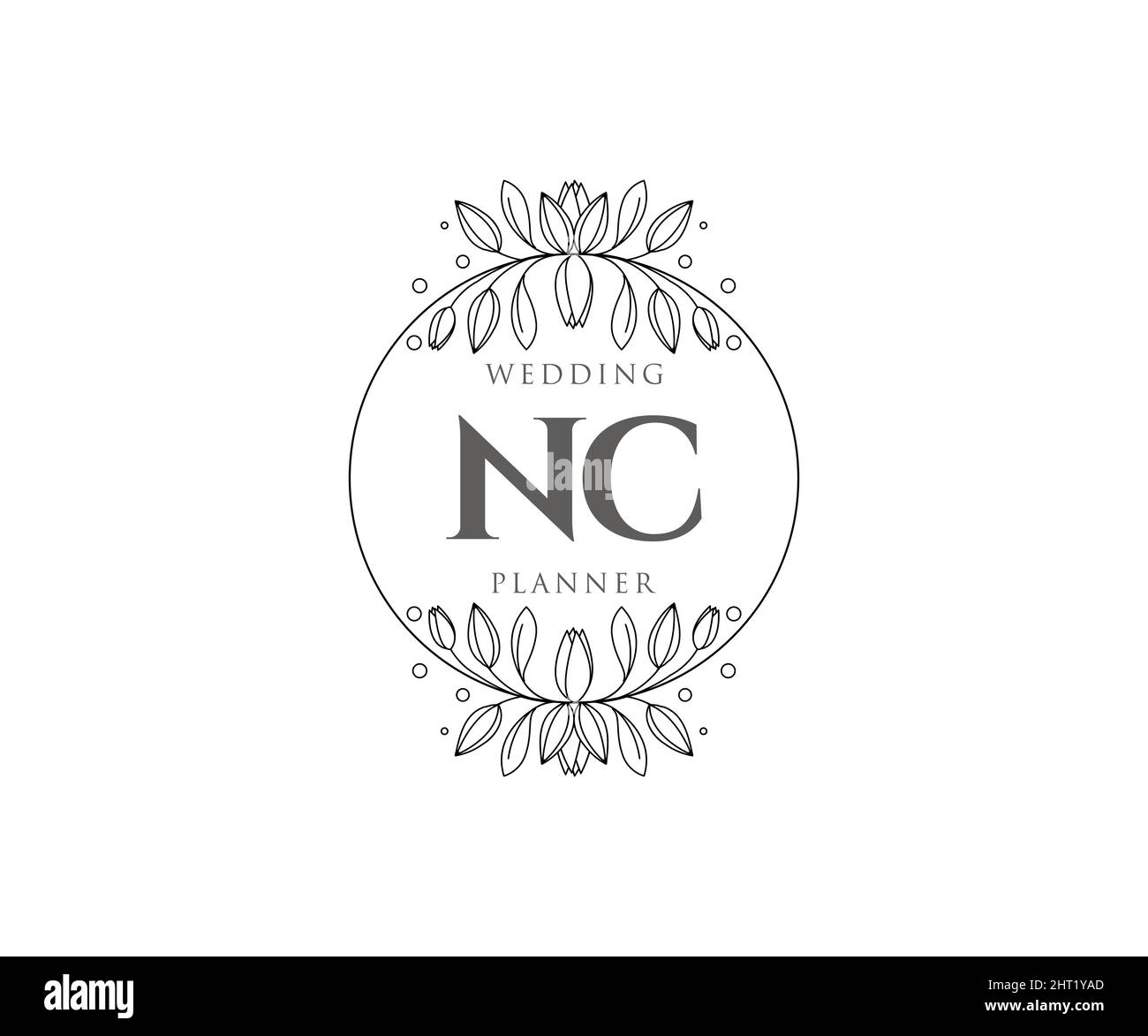 NC iniziali lettera Wedding monogramma collezione loghi, disegnati a mano moderni minimalistici e modelli floreali per carte di invito, Salva la data, elegante Illustrazione Vettoriale