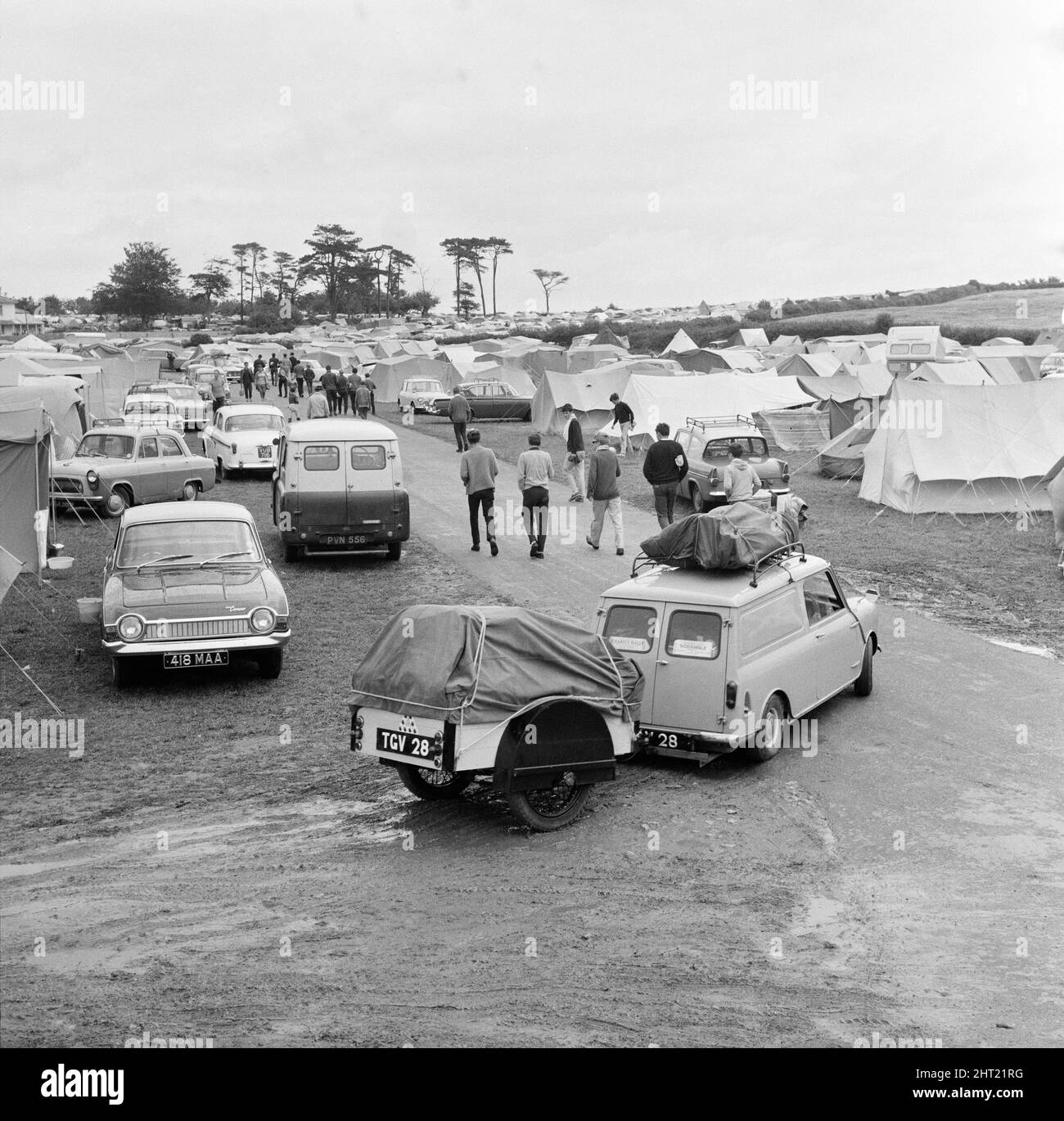 Campeggio nel Devon. 1st agosto 1965. Foto Stock