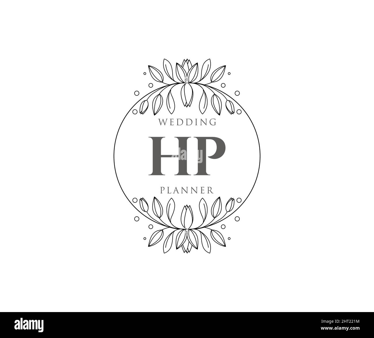 HP sigla lettera matrimonio monogramma collezione loghi, disegnati a mano moderno minimalista e modelli floreali per biglietti d'invito, Salva la data, elegante Illustrazione Vettoriale