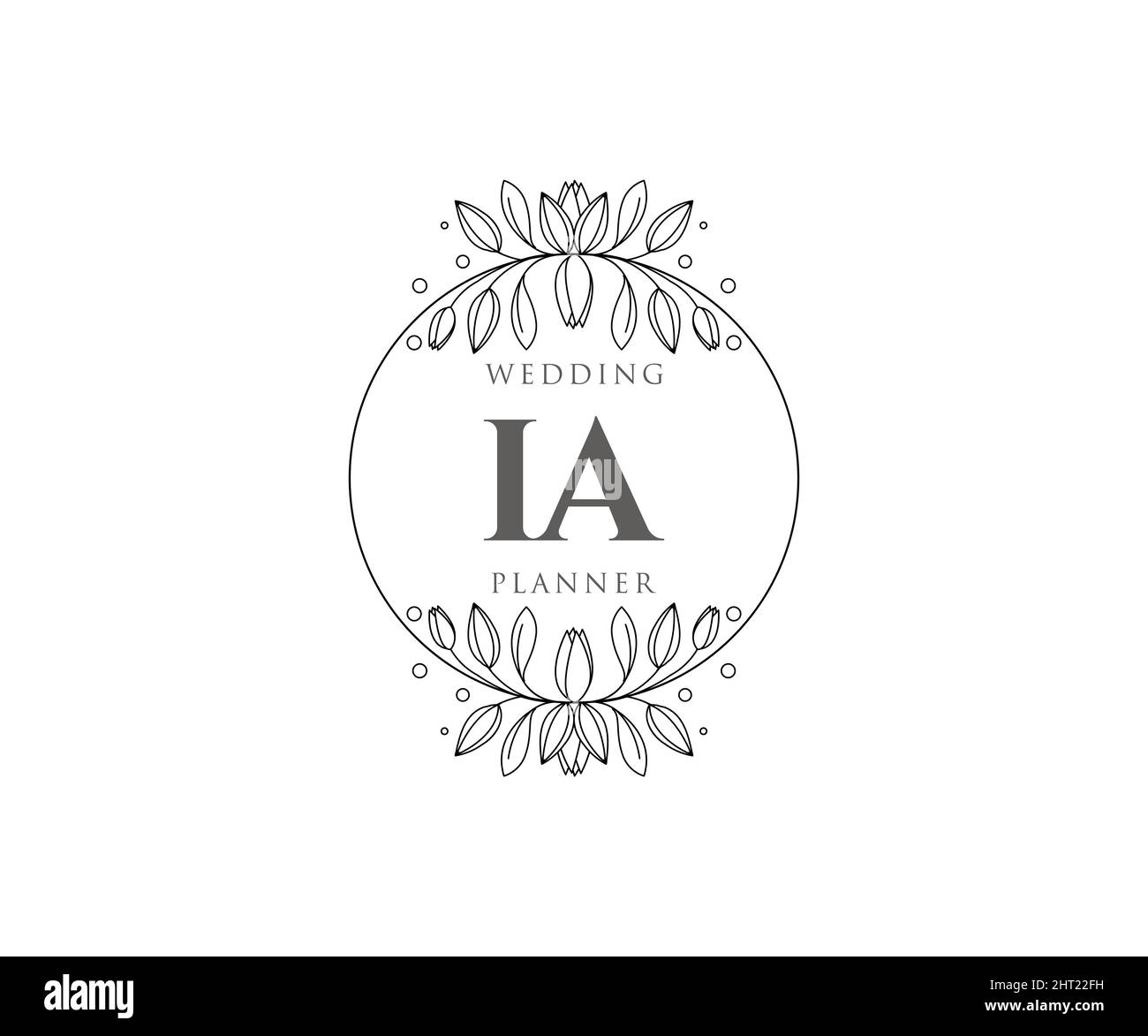 Ia iniziali lettera matrimonio monogramma collezione loghi, disegnati a mano moderno minimalista e modelli floreali per carte di invito, Salva la data, elegante Illustrazione Vettoriale