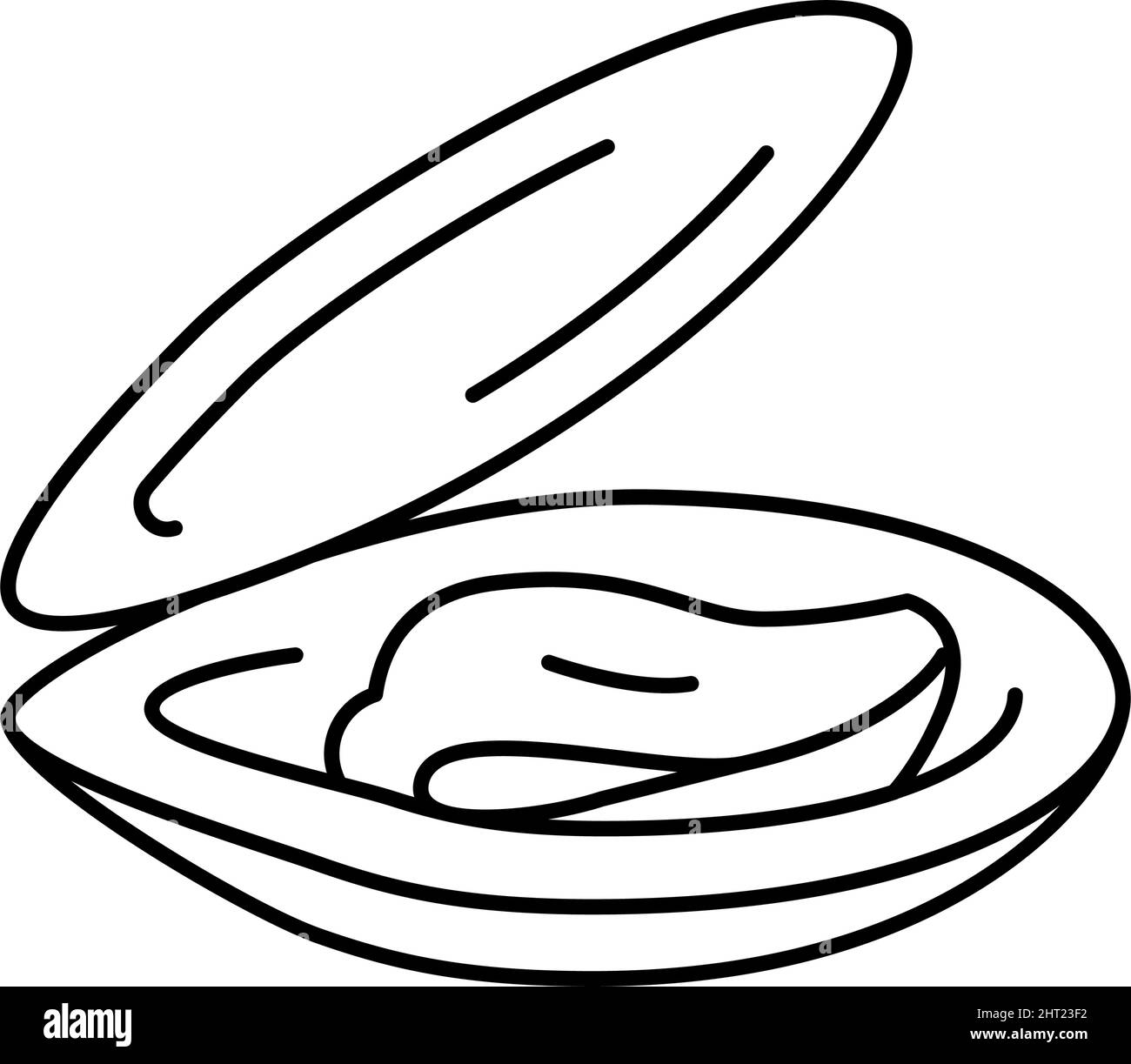 illustrazione vettoriale dell'icona della linea di mussel della shell aperta Illustrazione Vettoriale