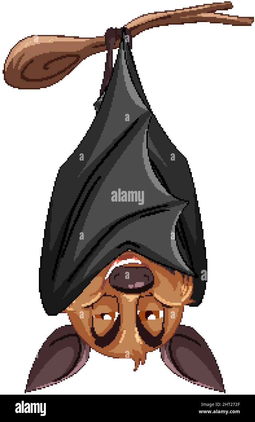 Cartoon bat appeso su sfondo bianco illustrazione Illustrazione Vettoriale