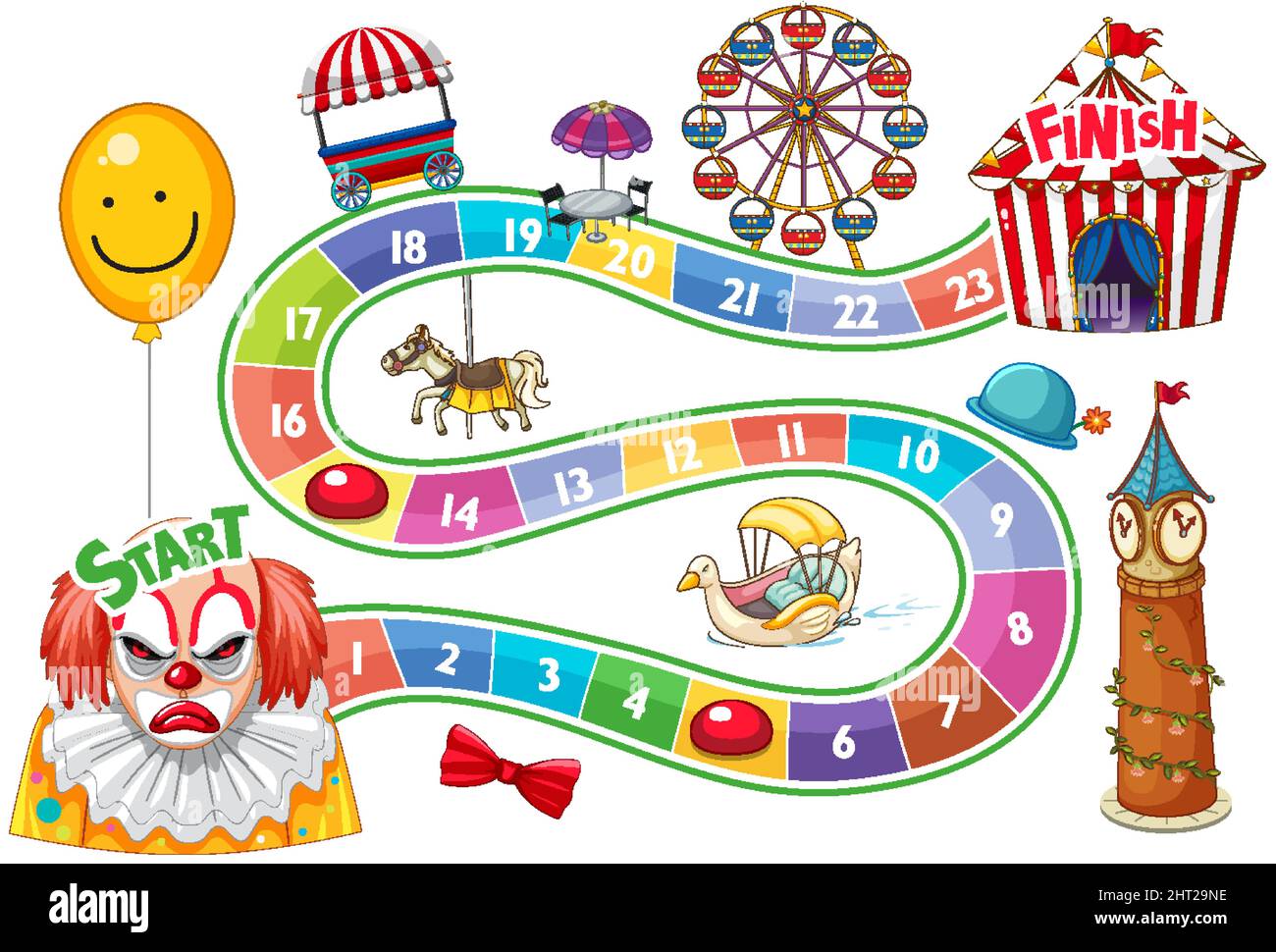 Numero di conteggio modello di gioco con illustrazione tema circo Illustrazione Vettoriale