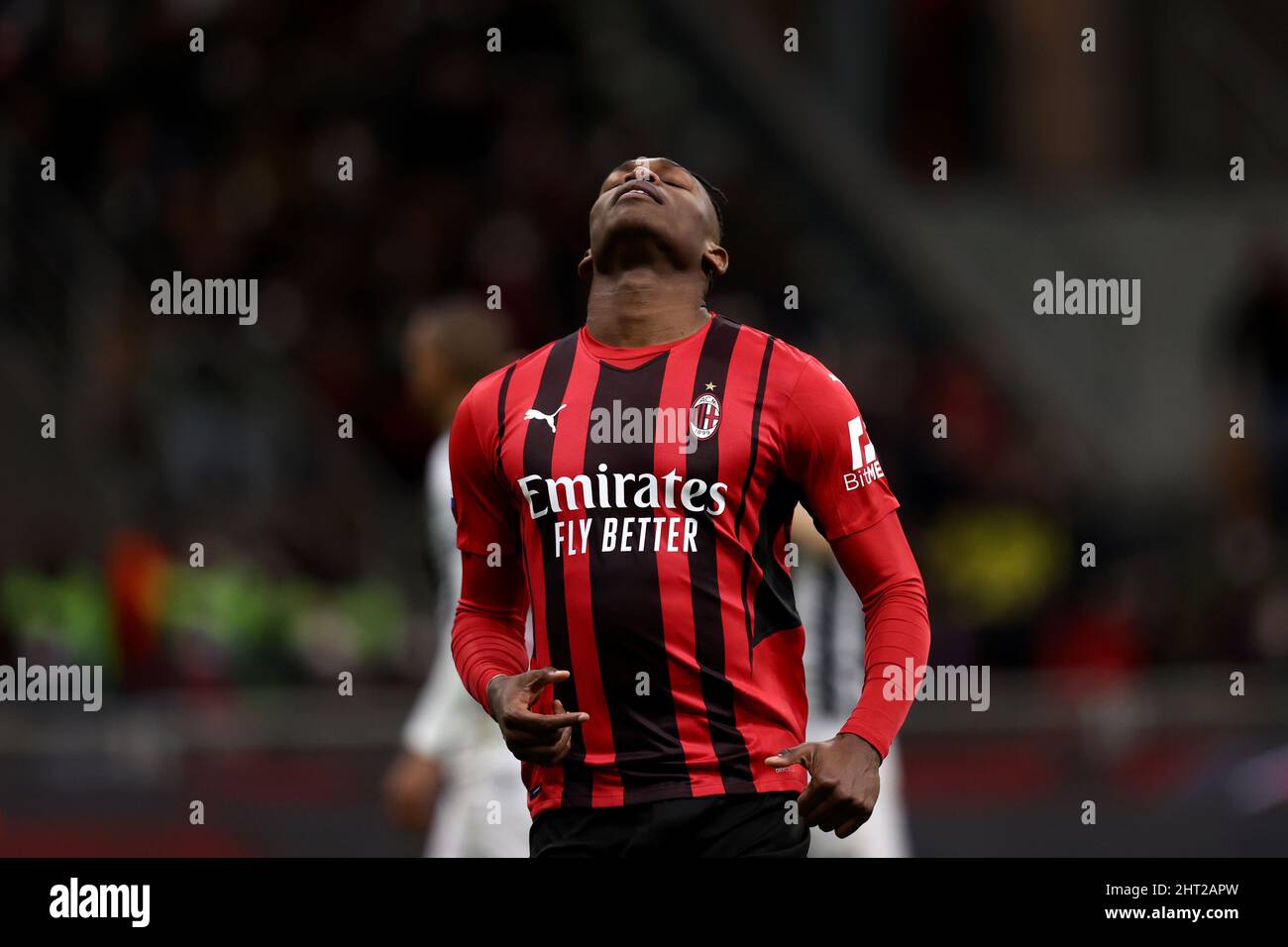 Rafael Leao (AC Milan) reagisce durante l'AC Milan contro Udinese Calcio, partita di calcio italiana a Milano, Italia, febbraio 25 2022 Foto Stock